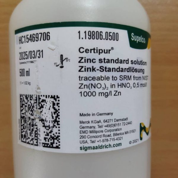 محلول نیم لیتری zinc standard solution merck