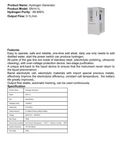 اطلاعات فنی هیدروژن ژنراتور SN-H-1L